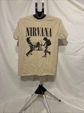 NIRVANA Beige Short Sleeve Graphic Tee with Black Print